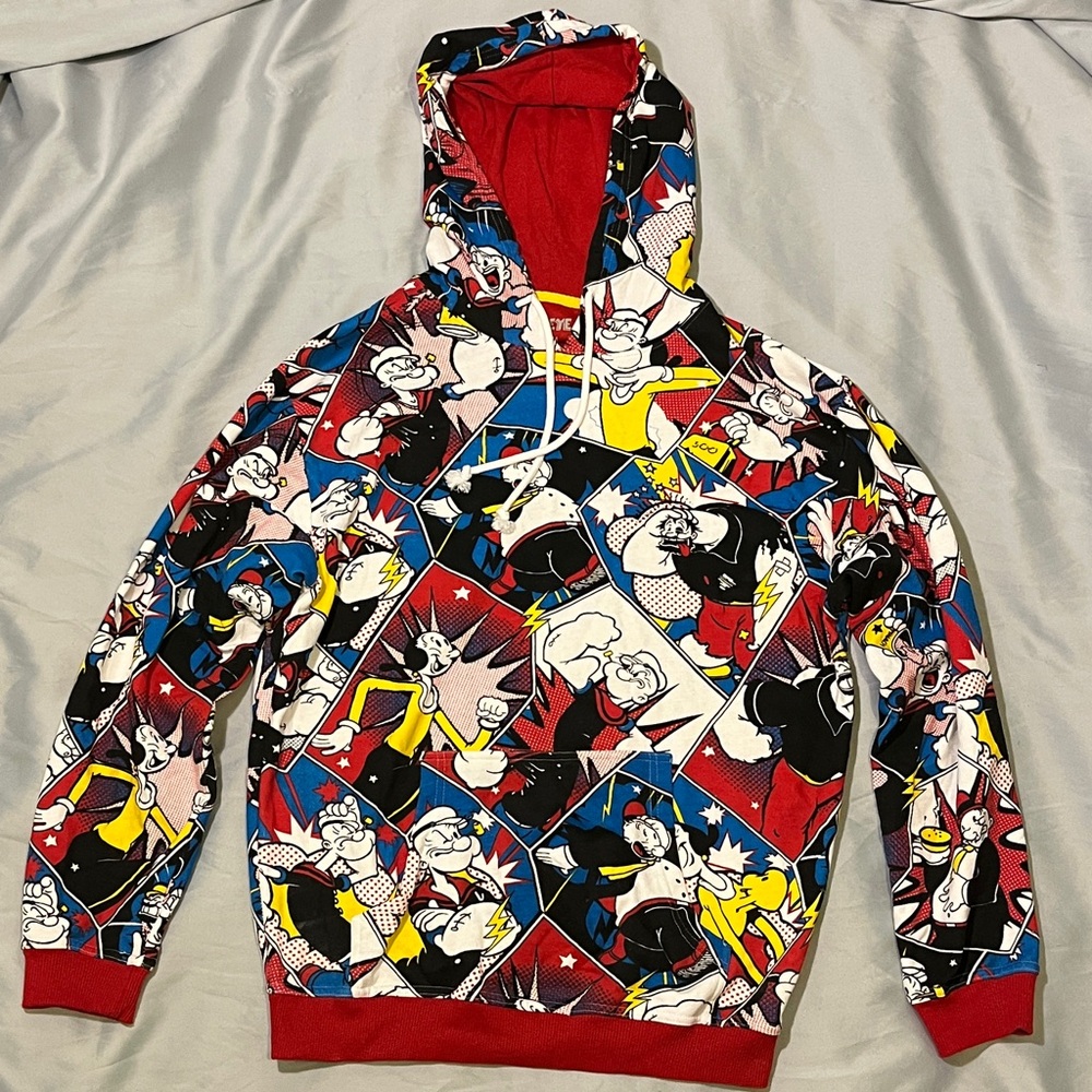 Colorful Graphic Popeye Women's Hoodie size Medium. Unisex.